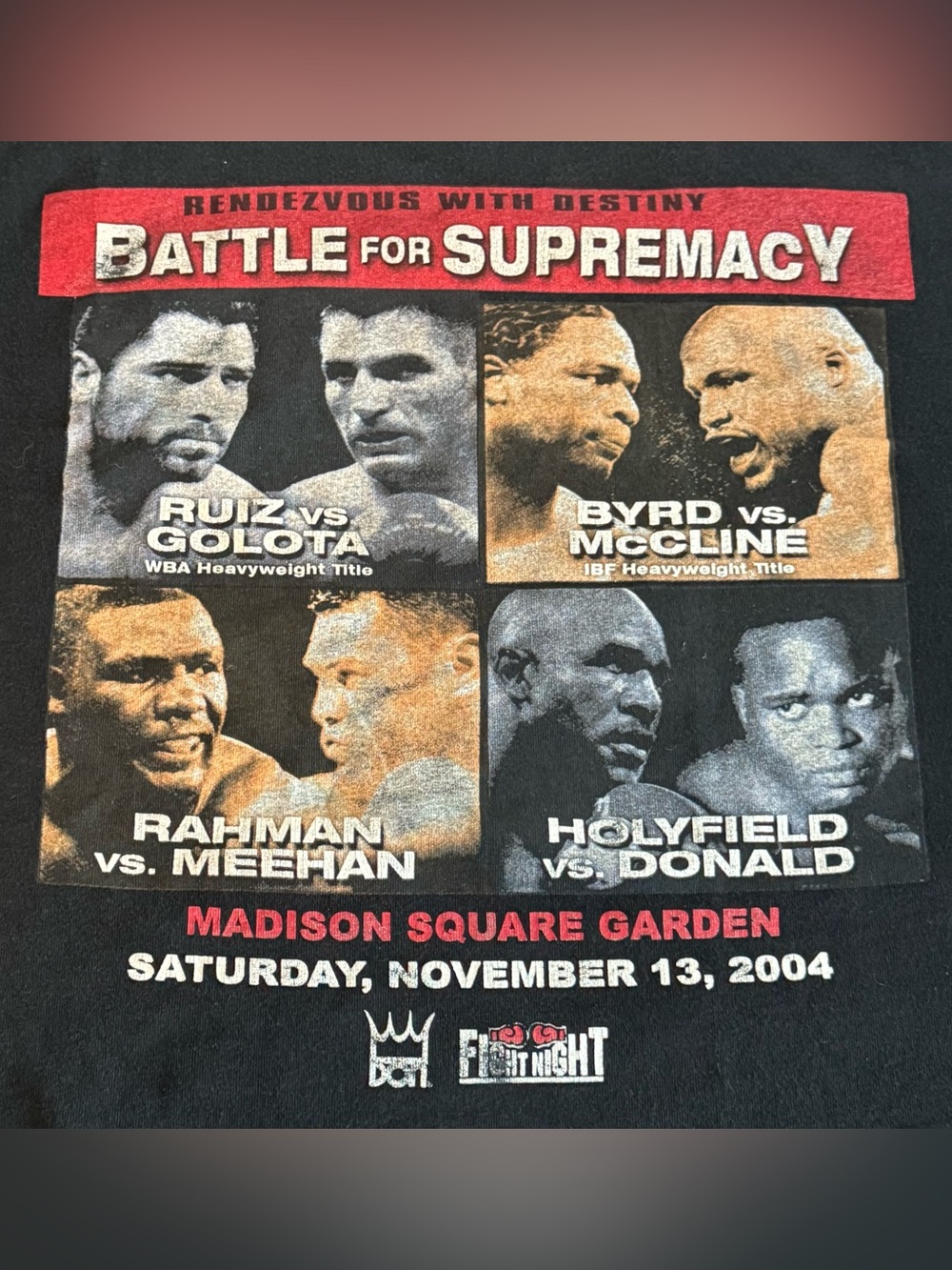 Vintage 2004 Holyfield Ruiz vs Golota Boxing T Shirt XXL Byrd vs McCline MSG XXL